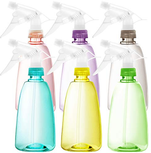 Youngever Lot de 6 Vaporisateur Vide Plastique 500ML, Bouteille Pulverisateur 500ML, Flacons Pulvérisateurs en 6 Couleur