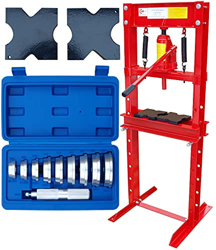 CARMAX Werkstattpresse 12T Hydraulikpresse + Druckstücksatz 10-TLG. – Rahmenpresse hydraulisch Dornpresse 12000kg