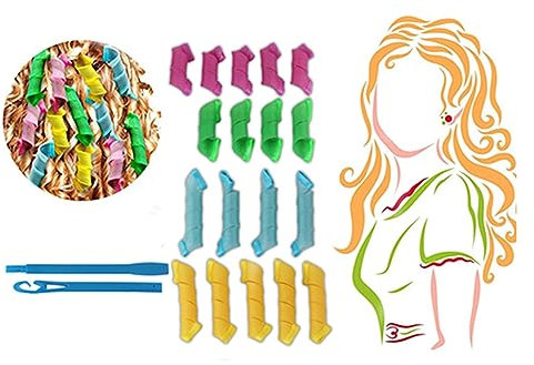 Bigodini per Styling Capelli, 18 PCS Bigodini Spirale Bigodini Flessibili per Capelli (20cm e30cm), con 1 Set di Ganci per Capelli