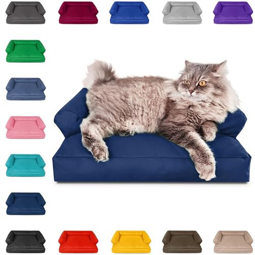 PatchHome Kattsäng – Oeko-TEX certifierad – kattmöbler – fylld med återvunnen polystyren – kattsoffa – tillverkad i Tyskland – 50 x 40 x 15 cm – Marina