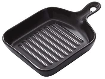 PRETYZOOM Plato Grill Cuadrado De Antiadherente Para Asar y Cocinar Microondas Con Mango Corto y Diseño Elegante Negro