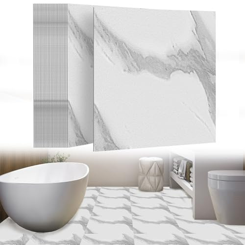 UISEBRT självhäftande golvplattor 54 stycken 5,02 m² PVC golvbeläggning vinylgolv betongutseende självhäftande kakel metervara kakeloptik för kök badrum hall vardagsrum 30 × 30 cm 【Modell C】