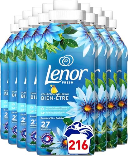 Lenor Adoucissant Lenor 216 Lavages (27x8), Parfum Envolée d’Air, 24H De Fraîcheur Relaxante, Avec Une Touche D’Huiles Essentielles, Testé Dermatologiquement, Fabriqué En France