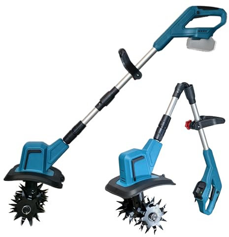 Motoazada Eléctrica Compatible con Makita 18 V batería, motoazada a batería con Motor Brushless, 20 cm Ancho de Trabajo, 15 cm Profundidad de Trabajo, Motor sin Escobillas de 550 W(sin batera)