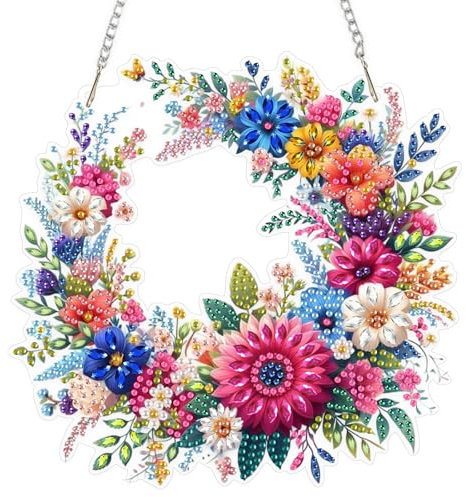 EOBROMD Diamond Painting Pendente Fiore, Ghirlanda Pittura Diamante Con Catena, Diamond Painting Kit Completo Acrilico Hanging Decorazione