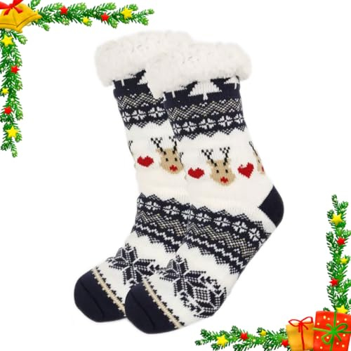 Calze Di Natale, Calze Natalizie Donna Divertenti, Calzini Natalizie da Donna, calze donna Invernali Antiscivolo, Calze Termiche natalizie 36-42, Calzettoni Morbidi per Casa Regalo Natale (B)