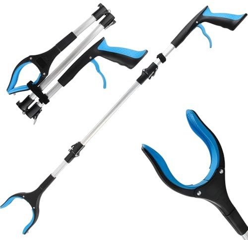 Pinza plegable, 110 cm Pinza plegable con imán, pinza con cabezal de agarre ancho giratorio 360°, recogedor de basura con imanes para personas mayores, personas discapacitadas, mujeres embarazadas