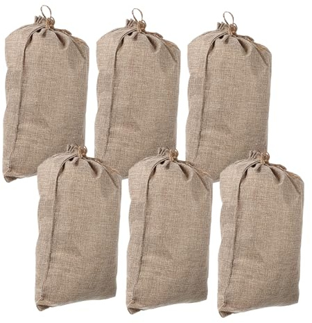 GALPADA 6 Sacchetti in Juta Beige Riutilizzabili Coulisse per Conservazione Verdure e Semi, 20x30cm, per Organizzazione Quotidiana e Orto