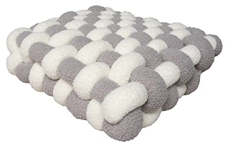 CCXXYGWJ Lyxiga knutna fyrkantiga kuddar för bäddsoffa stol och sovrum dekoration (30 * 33 * 12 cm Beige)