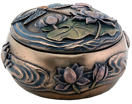 Dragonfly with Flowers Art Nouveau Design Jewelry Holder Box