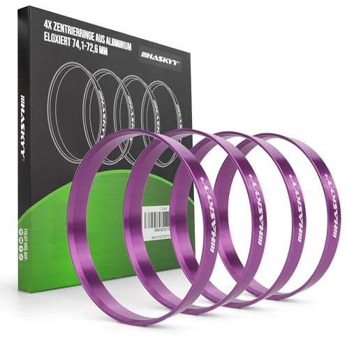 HASKYY Zentrierringe Aluminium 74,1 x 72,6 mm 4er Set Alufelgen Zentrierungsringe Eloxierter Aluminiumring