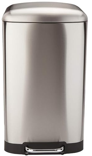 Poubelle de cuisine à pédale 40L Design GREENWICH en acier Inox avec seau couvercle bombé