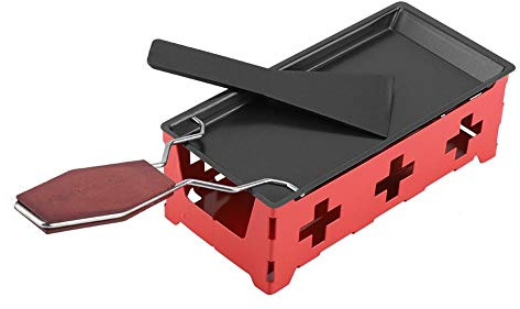Raclette Table Grill, Portable Cheese Raclette Non-Stick BBQ Cheese Melt Pan Cheese Raclette with Foldable Handle Baking Tray Stove Set Home Kitchen Grilling Tool for Pancakes/Bacon/Pizza