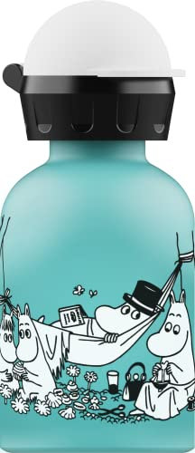 SIGG - Alu Trinkflasche Kinder - KBT Moomin Picnic - Auslaufsicher & Bruchsicher - Federleicht - BPA-frei - Klimaneutral Zertifiziert - Sport & Schule - Türkis - 0,3L