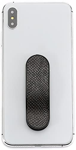 Momostick - originalet! Smartphone fingerhållare – mobiltelefon-fingerhållare, mobiltelefonhållare, ställ, handtag – mobiltelefonhållare, mobiltelefon-ring (Snake serier – svart PU)