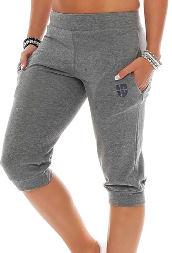 Gennadi Hoppe Pantaloni da Allenamento 3/4 Capri da Donna, Pantaloni Sportivi, Pantaloni da Jogging, Dunkel Grau, S