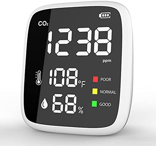 HDCSUN Détecteur De Dioxyde De Carbone Moniteur De CO2, Instrument De Mesure De La Qualité De L'air De Haute Précision, Capteur De CO2 D'humidité De La Température, for Les Chambres, Les Bureaux