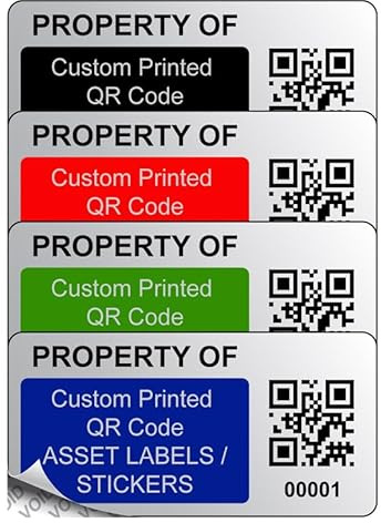 500 Personalised Custom QR Code Security Asset Inventory Labels - 50mm x 25mm Permanent Silver Void Polyester Labels - Simply Choose a Colour, Add Info and Identify Numbers Required (P/NO. CSQRAL1)