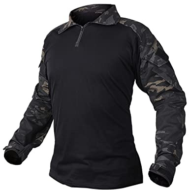 IDOGEAR Homme Shirts de Combat G3 avec Coudières Chemises Rapides 1/4 Zip à Manches Longues Vêtements Tactiques Militaires Airsoft