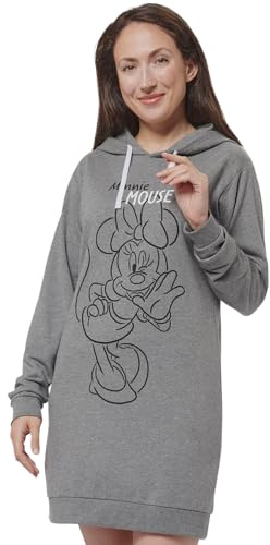 Disney Mimmi Pigg Sweatklänning för kvinnor – oversize huvtröja huvtröja lång sweatshirt långärmad grå, GRÅ, M