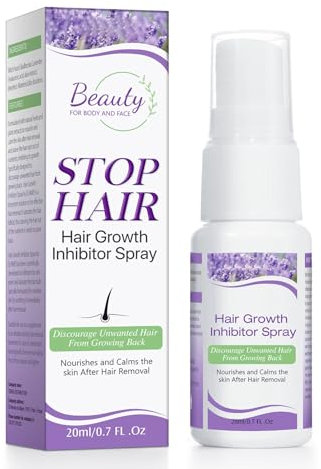 Hair Growth Inhibitor, Non-Irritating Hair Inhibitor, Hair Stop Growth Spray, Permanent Hair Removal Spray for Underarm, Arm, Leg, Bikini Areas, Body, Face, Painless for Men and Women