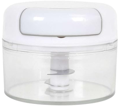 COOK CONCEPT, KD0003, Mini Tritatutto Manuale per Utensili da Cucina Pratico ed ergonomico, Lame in Acciaio Inox, Ideale per Piccoli Spazi, Bianco, Trasparente, Dimensioni Compatte