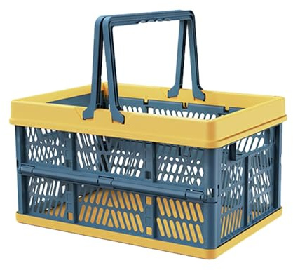 Små hopfällbara lådor vikbar förvaringslåda shoppingkorg plast förvaringskorg 30 x 20 x 15,5 cm för kök badrum kontor sovrum skåp (murrisk blå)