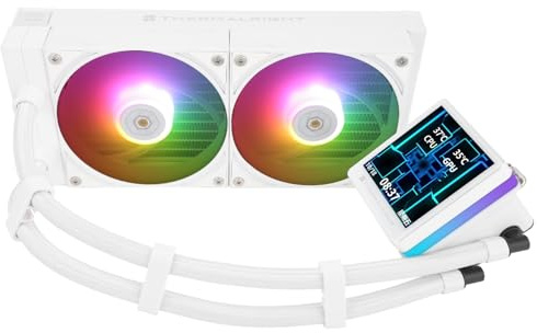 Thermalright Grand Vision 240 ARGB White CPU AIO Cooler,PC 240 Specification Water Cooler System,IPS LCD Screen with 480x480 Resolution and 3.4inch,for AM4/AM5&LGA1700/1851,High Performance Pump