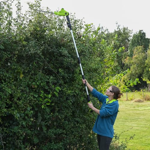 Garden Gear 12V Telescopic Hedge Trimmer, 450mm Blade, 240cm Reach, Cordless, 2.0Ah Lithium-Ion Battery, Lightweight, Fast Charger Included (12V Telescopic Hedge Trimmer)