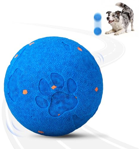 Pet Prime Balle Interactive pour Chien avec 2 Modes – Coque E-TPU Silencieuse & Sauts Intelligents – Design Carte du Monde et Empreinte de Patte, 83mm