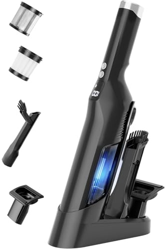 Sweepcent Handheld Vacuum Cordless, 24Kpa Car Vacuum with Brushless Motor, Charging Dock, Rechargeable, 1.5lbs Portable Handheld Vacuum with 2-Speed for Home/Car/Pet, Black