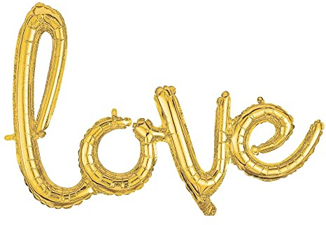 Amscan 3669611 - Script Wort `Love` Gold, Luftballon
