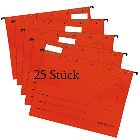 Herlitz Hängemappe A4 UniReg Kraftkarton, 230 g/qm 5x 5er Pack (Mappe) (rot)