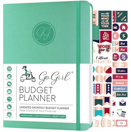 GoGirl Budget Planner – Monthly Financial Planner Organizer Budget Book. Expense Tracker Notebook Journal to Control Your Money. Undated – Start Any Time, A5 Size, Lasts 1 Year – Emerald