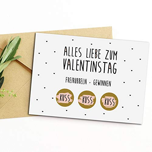 Postkarte Valentinstag FREIRUBBELN + GEWINNEN inkl. Briefumschlag Rubbelkarte Valentinstag