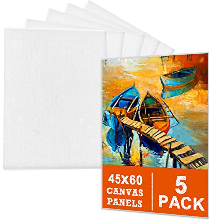 5-pack tomma kanvastavlor 45 x 60 cm (18 tum x 24 tum), 100 % bomull för akrylmålning, oljemålning och våtvattenkonstmedier, dukar för professionell konstnär, hobbymålare och nybörjare