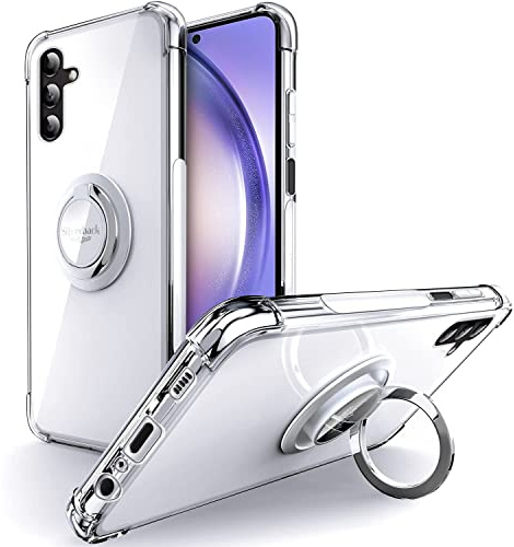 Silverback fodral för Samsung Galaxy A54 5G, 360° ringstativ, transparent | Ring hållare mobilskal, TPU-skydd, stöttålig stötfångare skyddsfodral, mjukt tunt fodral