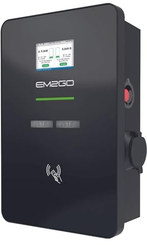 EM2GO Duo Power Wallbox 22kW, EV Charger Typ 2 Steckdose, Auto Ladestation 2X 22kW, Wall Box mit intelligenter Steuerung, Ladestation Elektroauto inkl. Ethernet und WLAN