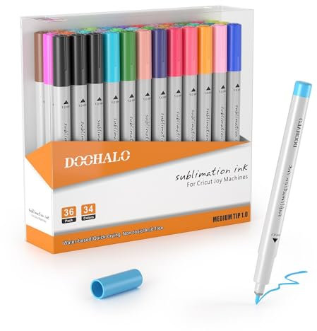DOOHALO Sublimation Pen Set for Cricut Joy, 36 PCS in 34 Colors Fine Point Marker Pens, 1.0 Tip Coloring Brush Pen Kit Drawing Tools Compatible with Cricut Joy Machine