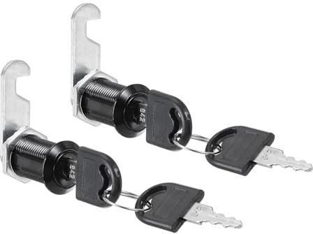 PATIKIL Cabinet Drawer Lock with Keys 2 Pcs 1-1/6 (30mm) Keyed Different Zinc Alloy Security Lock Cylinder Cam for Door Cupboard Household Mailbox Office Black
