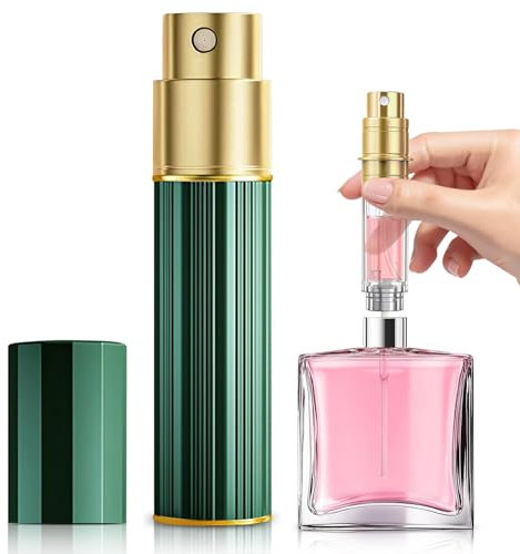 Perfume Atomiser, 5ml Perfume Travel Bottle, Refillable Perfume Bottle Mini Atomiser Spray Perfume Dispenser Refill Bottle fits Purse Handbag Pocket Luggage for Women and Men (Green)