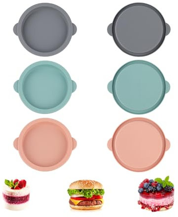 6 Stück Silikon Backformen 14 cm Rund, Schichtkuchen Kuchenformen,tortenboden backform,Antihaft Silikon Kuchenform,Regenbogenkuchen Backform,für Schichtkuchen, Käsekuchen und Regenbogenkuchen