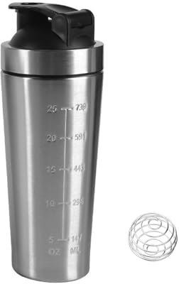 BlenderBottle - Shaker per proteine in acciaio inox, 750 ml, shaker per proteine sportive, con scala, shaker per fitness shakes (A)