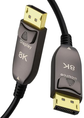 kenable Active DisplayPort 1.4 Optical Cable AOC 8K 30Hz 4K 120Hz HDR 32Gbps HBR3 Male to Male 15m Black