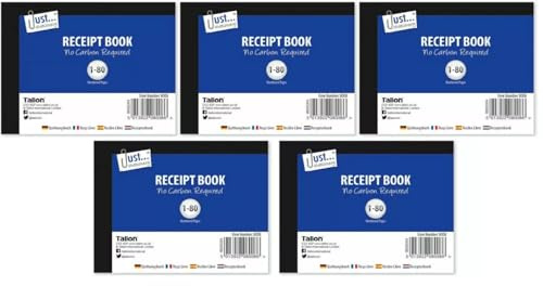 5 x halvstorlek kvittobok faktura duplicerat block 80 sidor inget kol krävs