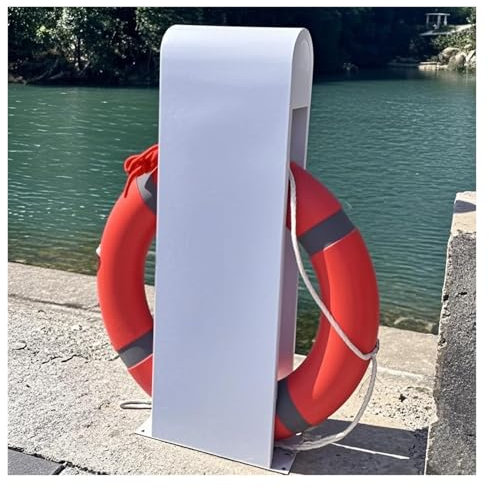 Soporte de boya salvavidas Soporte De Almacenamiento Fijo Para Aro Salvavidas, Soporte De Metal Para Aro Salvavidas Con Aro Salvavidas Rojo Anaranjado De 44cm De Diámetro Y Cuerda De 5m, Yate, Buque D