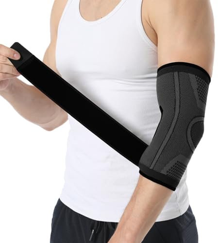NuCamper Tutore Epicondilite Gomito 2 Pezzi, Fascia Di Compressione, Gomitiera per Uomo e Donne, Bendaggio Antiscivolo per Palestra Bodybuilding Calisthenics e Allenamento, Tendiniti