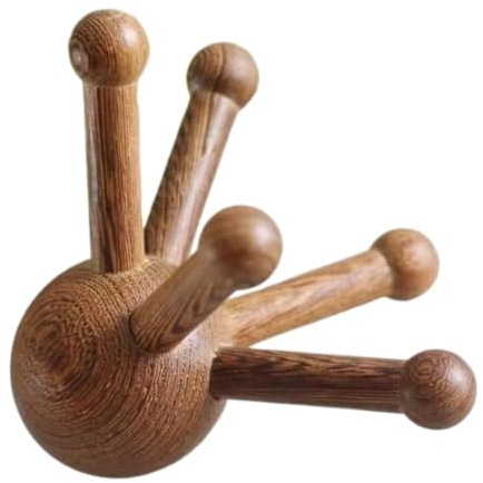 MIUPOO 5 Points Wooden Handheld Acupoint Massager, Wood Round Ball Meridian Massage Tool for Head Neck Shoulder Body Muscle Relaxation Stress Relief,1 Pieces.