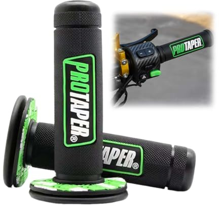 Manopola in gel per manubrio di motocicletta, Manubrio Gomma Freno Manopole, da 7/8, per K.T.M CRF EXC YZF Protaper Pro Conica Motocross Dirt Pit Bike （Nero e verde）