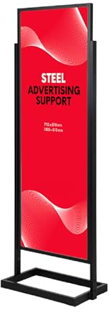 CASHDISPLAY | Soporte Publicitario de Acero Negro | Estructura Resistente para Carteles Promocionales | Fácil Montaje y Transporte | Apto para Gráficas 505x1400mm